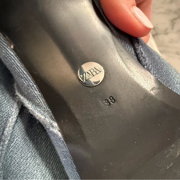 ZARA Blue Denim Slouchy Ankle Boots Stiletto Heel Pointed Toe Size 38 / 8 - Picture 9 of 9